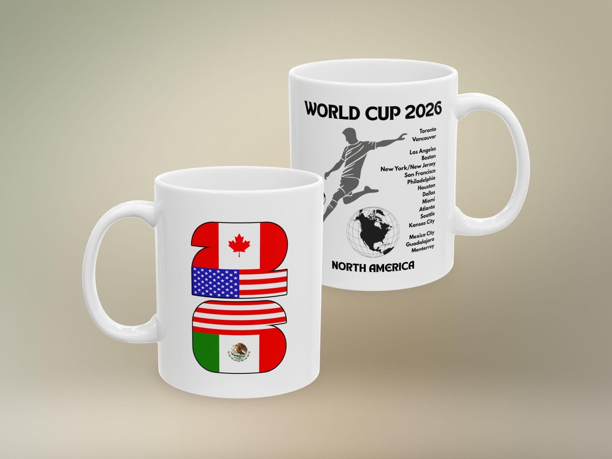 2026年ワールドカップサッカーマグカップ、カナダ、アメリカ、メキシコ