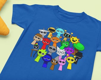Camiseta infantil colorida con personajes de Sprunki, divertida camiseta gráfica para niños y niñas, camiseta Sprunki, ropa de videojuegos para niños