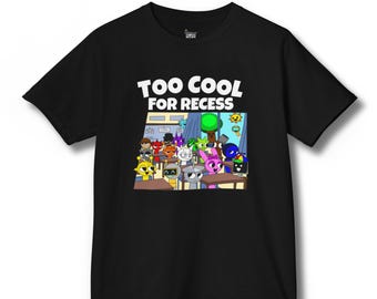 Sprunki Too Cool for Recess Shirt dla dzieci, zabawna koszulka szkolna z kreskówek, prezent na pierwszy dzień szkoły, koszulka Sprunki Characters, koszulka graficzna