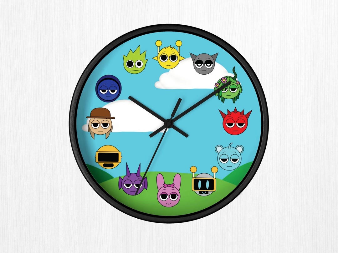 Sprunki Wall Clock: Fun Kids Room Decor, Cute Cartoon Clock for ...