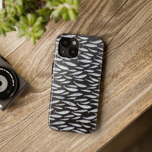 Sardinen Telefonhülle, robuste Telefonhülle für Meerestiere, Geschenk für Meeresliebhaber, Fischliebhaber Geschenk, Fischergeschenk, Angeln Telefonhülle für Fischliebhaber