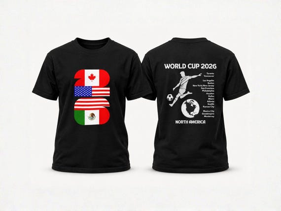 Youth World Cup Soccer Shirt 2026, Kids Football Tee With Host