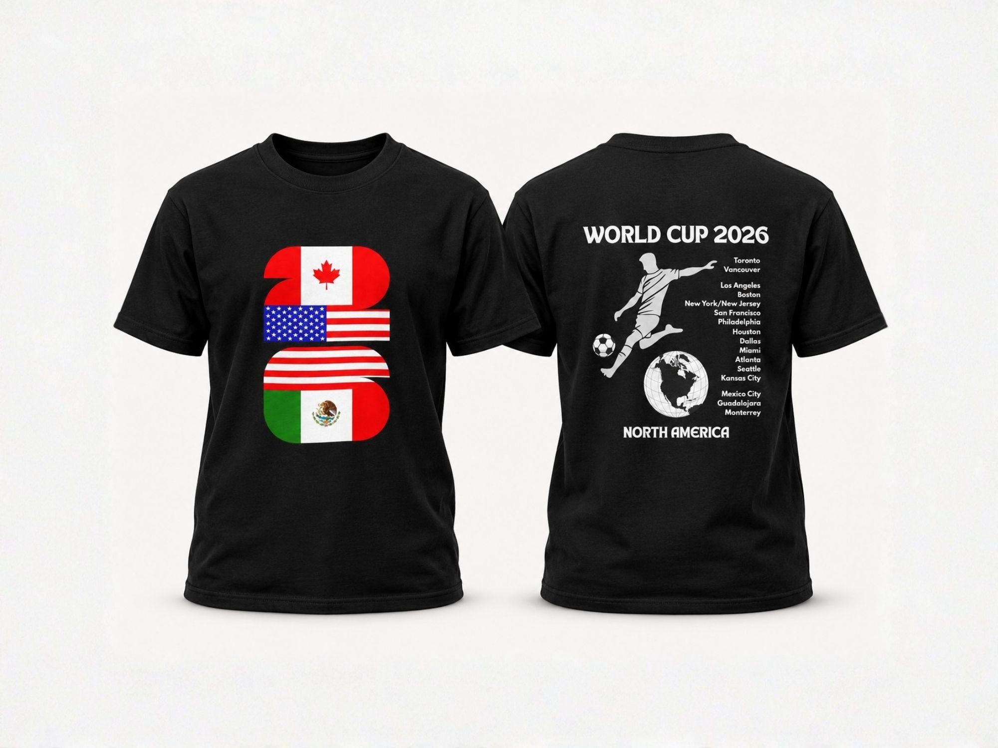 Youth World Cup Soccer Shirt 2026, Kids Football Tee With Host