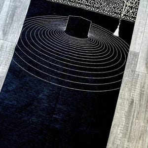Kaaba Pattern Rug, Black Prayer Rug, Ramadan Eid Gifts , Soft Prayer Rugs, Custom Gift For Muslim, Muslim Prayer Mat, Muslim Wedding Gifs