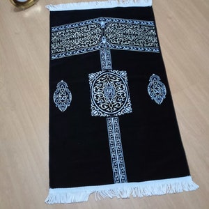 Kaabe Cover Prayer Mat, Black Prayer Mat, Eid Gifts, Soft Prayer Mats, Custom Gift For Muslim, Muslim Prayer Mat, Muslim Wedding Gifs