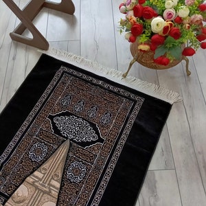 Kaaba Door Pattern Prayer Mat, Black Prayer Mat, Eid Gifts, Prayer Mat, Custom Gift For Muslim, Muslim Prayer Mat, Muslim Wedding Gifts