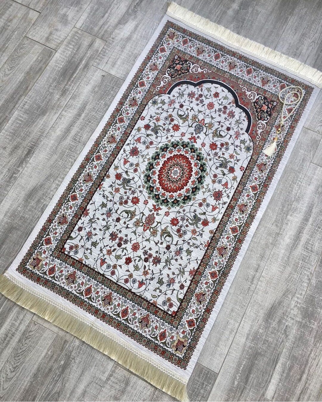 Personalized Floral Prayer Rug, Cotton Chenille, Islamic Gift - Etsy