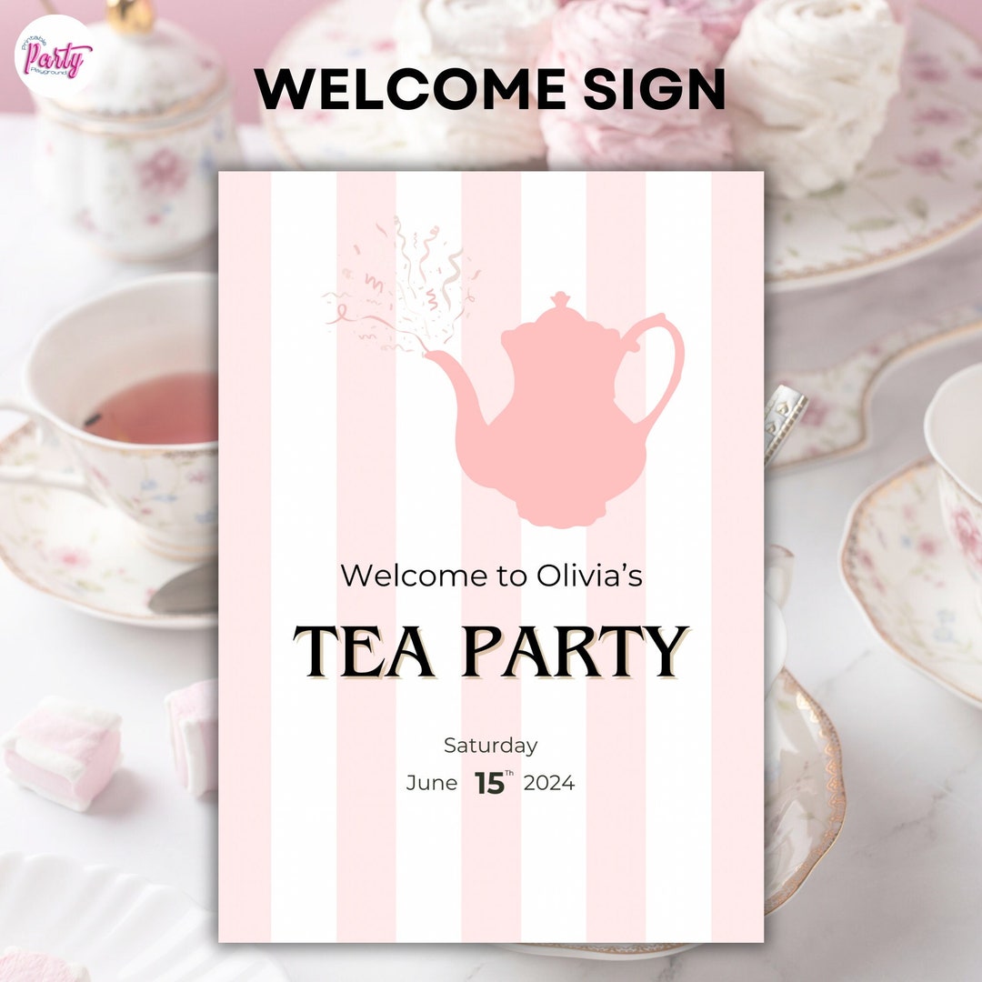 Vintage Tea Party Welcome Sign Printable & Customizable for Children's ...