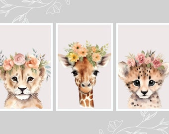 Baby animal prints, Safari Nursery Print Set,Safari Nursery Art,Safari Nursery Decor,Nursery Wall Decor,Toddler Room Decor