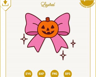 Halloween Kürbis Schleife SVG: Cricut Cut Datei, Gruselige Saison Clipart (Kommerzielle Nutzung)