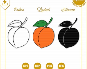 Peach SVG Bundle: Layered, Outline & Silhouette Cut Files (Commercial Use