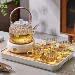 Glass tea set|Flower tea set|Teapot|Tea party set|Small glass teacup|Tea cup with handle|Afternoon tea set|Wedding gift