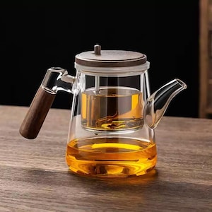 High temperature resistant glass teapot | tea and water separation tea maker | walnut handle teacup tea set | afternoon tea set