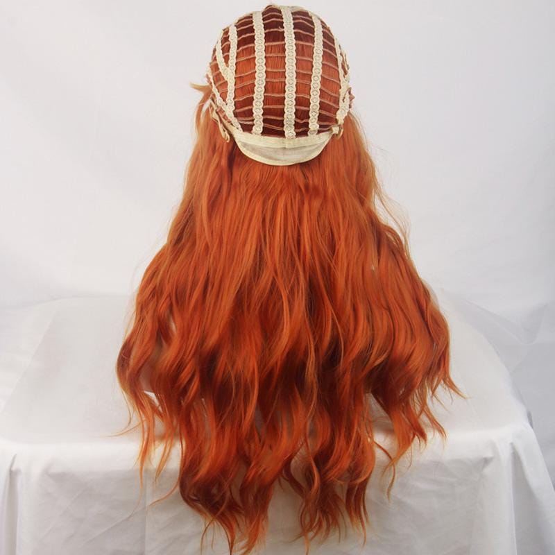 Parrucca Parrucca Da Donna Ondulata Lunga Arancione Brillante Resistente Al Calore Cosplay Da Festa Quotidiana Parrucche Sintetiche Naturali Con Frangia For Donne Nere Parrucche Da Donna (Color : MW9 - Foto 2