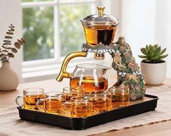 Handmade Glass Tea Set: Kung Fu Style with Magnetic Infuser