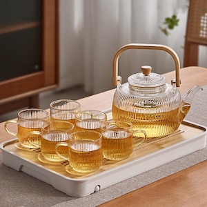 Glass teapot|small teacup|Kung Fu tea set|tea party set|teapot|flower teapot|wedding tea set|handmade gift