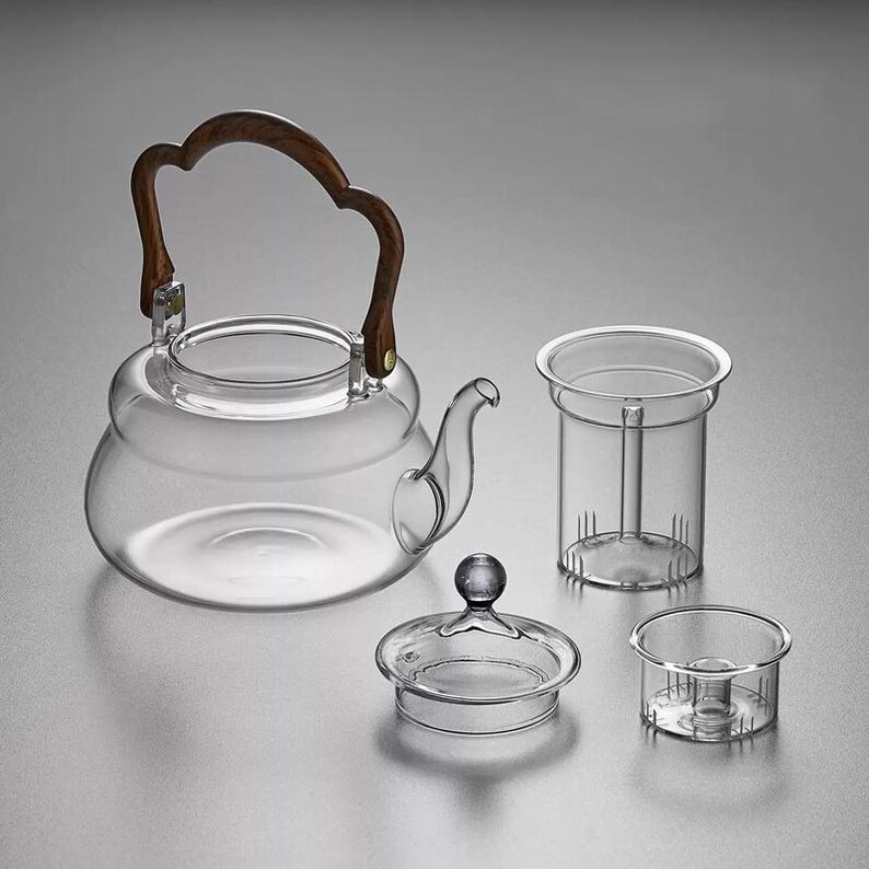 High Borosilicate Glass Teapot Set: Heat Resistant, Modern Tea Service ...
