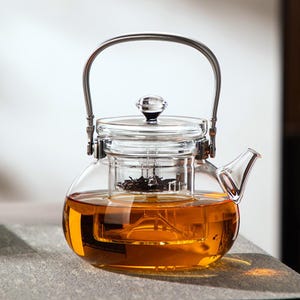 Glass tea maker |Heat-resistant glass handle kettle | Steaming and boiling teapot | Large-capacity kettle | Open flame direct-burning teapot