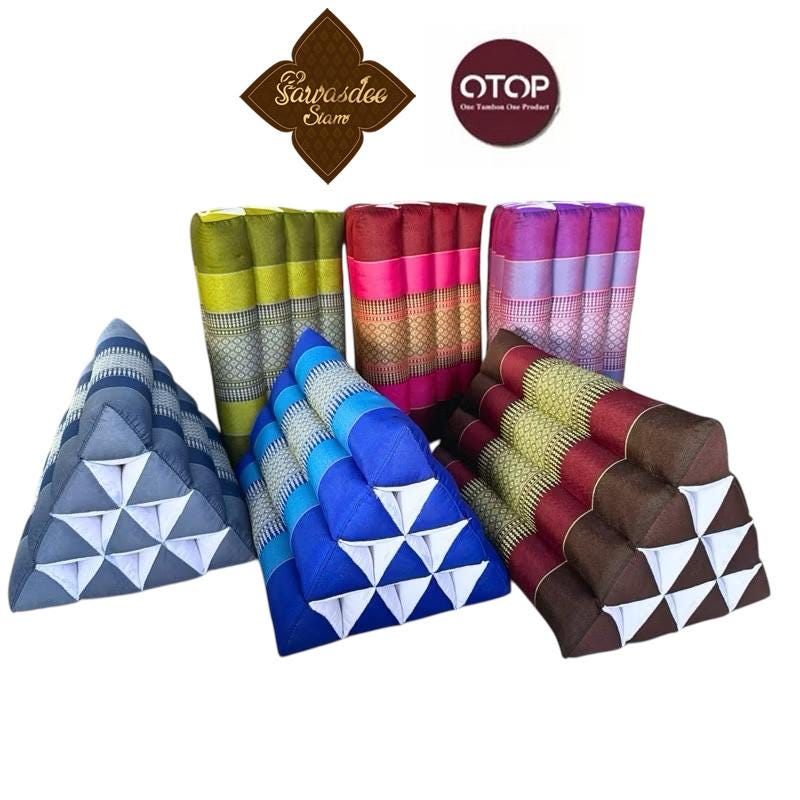 Handgefertigtes Thai Dreieckskissen, Kapok Meditationskissen, Traditionelle Bodenliege, Boho Wohndeko