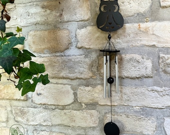 Carillons éoliens extérieurs en métal, cloches à vent de jardin hiboux, carillons éoliens muraux hiboux d'extérieur pour terrasse de jardin 3 tubes, cloches à vent en métal, décoration d'intérieur