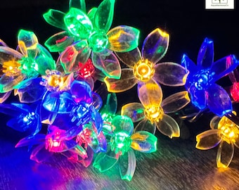 Solar Flower String Lights, 5 Meters 20Led, Solar Powered Lights For Garden Decor, Waterproof Solar Yard Lights