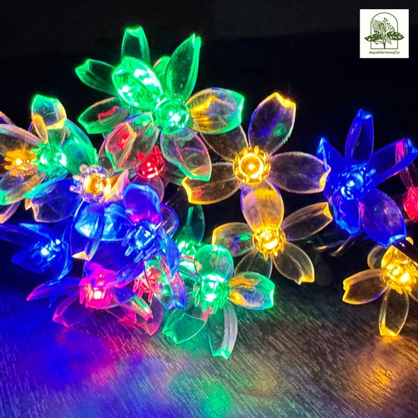 Solar Flower String Lights, 5 Meters 20Led, Solar Powered Lights For Garden Decor, Waterproof Solar Yard Lights