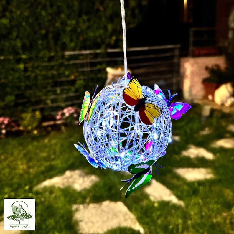 Butterfly Garden Solar Lamp, Decorative Waterproof Outdoor String Lights & Solar Garden Ornament