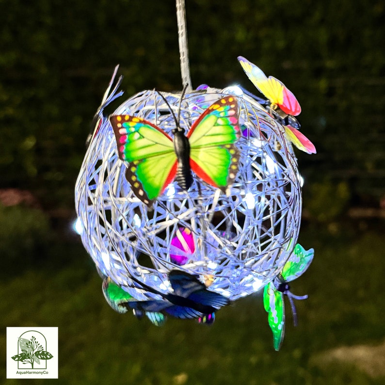 Lampe solaire de jardin de papillons, guirlandes lumineuses extérieures étanches décoratives et ornement solaire de jardin image 6