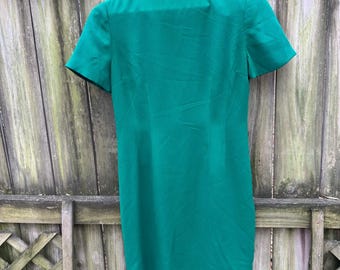 Vintage 80s Jacqueline Ferrar Dress Emerald Green Sheath Bodycon Mini Size 6