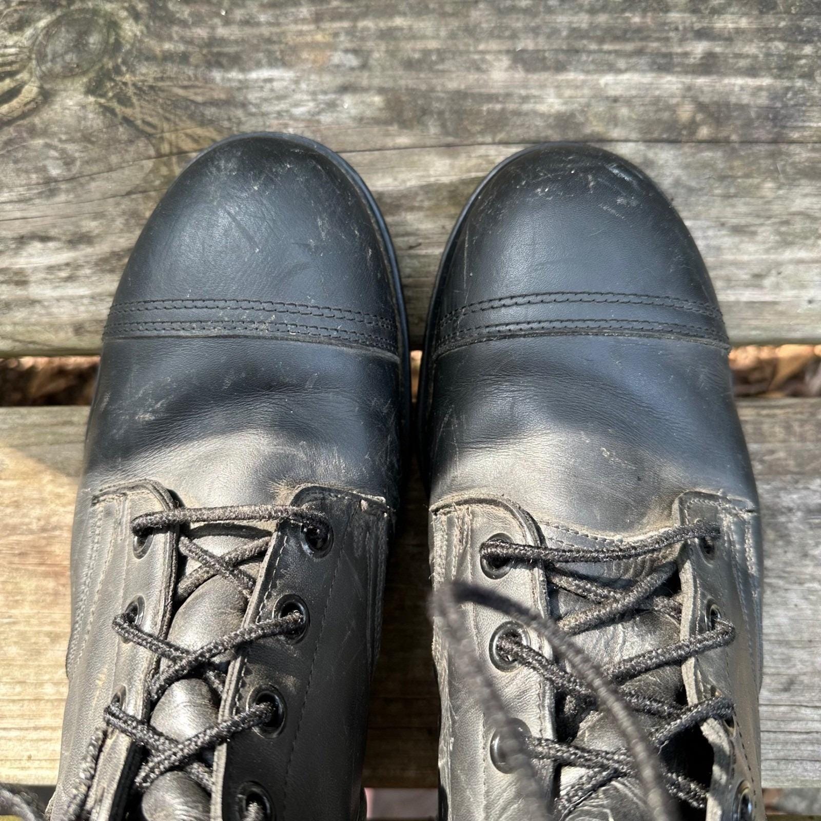 Vintage 90s Steel Toe Goodyear Biltrite Leather Military Combat‎ Boots Size 10.5 Biltrite ANSI Z41-1991/75 Black Leather Combat Boots Steel  main image 2