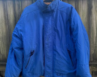 Vintage 90s Eddie Bauer Goose Down Puffer Jacket Mens Sz XL Tall Royal Blue Coat