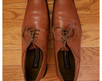 VINTAGE Men's Dress Shoes STACY ADAMS Oxford Sz 7.5 M Brown Leather Square Toe