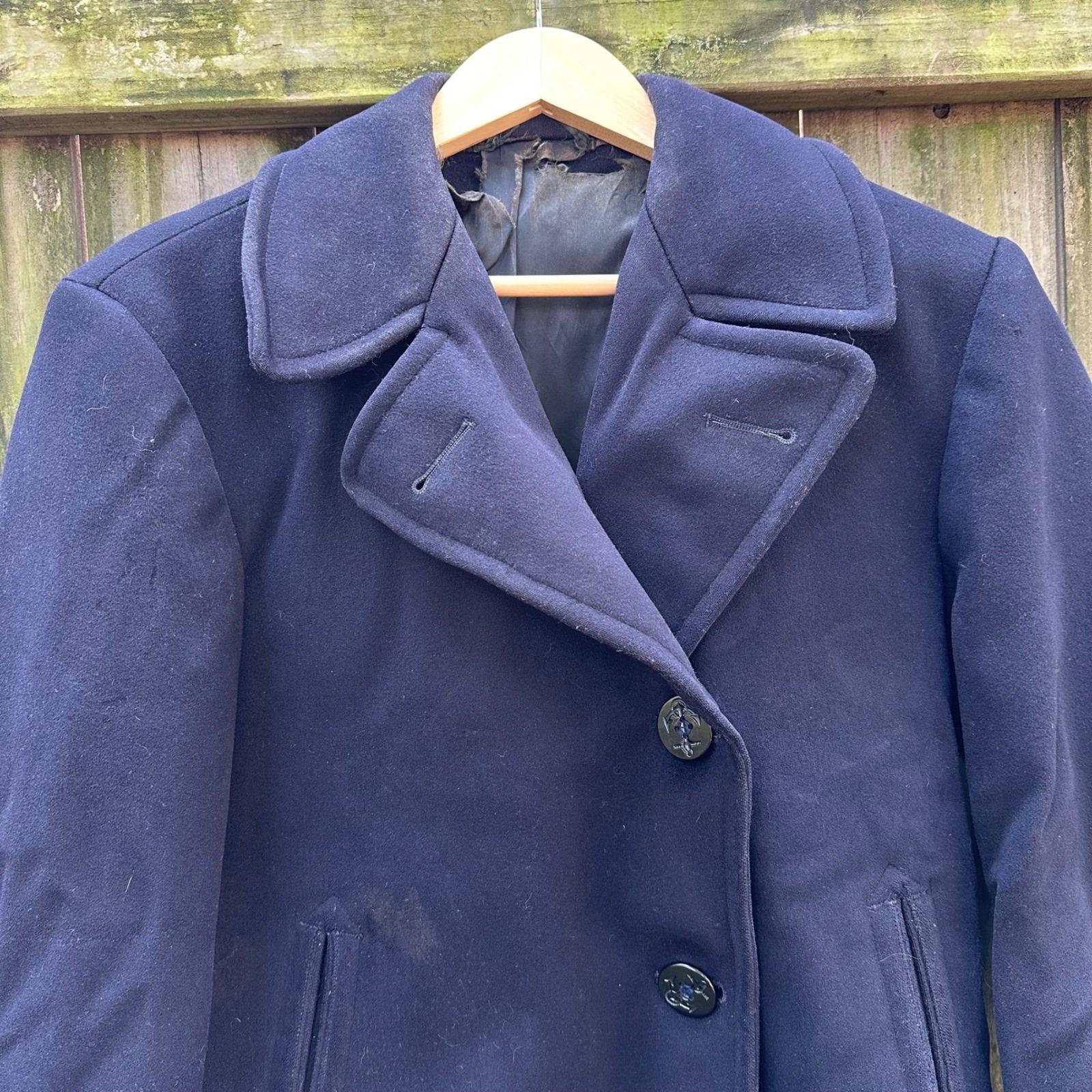 Vintage 40s WWII US Navy Wool Peacoat Clothing Supply Office Named