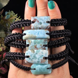 Larimar Mens Bracelet, Mens Rope Bracelet, Beach Jewelry, Larimar Jewelry, Surfer Bracelet, Birthday Gift For Him