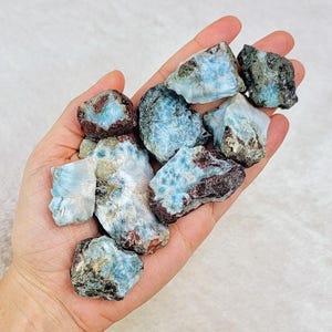 Larimar Rough Lot 267g, Bulk Raw Blue Crystal Stones from Dominican Republic Mine