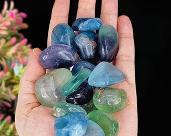 Rainbow Fluorite Tumbled Stone, Polished Chakra Energy Gem, Meditation Pocket Crystal