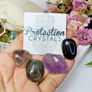 Protection Crystals Set, Chakra Stones Kit, Protection Amulet, Pocket Stone, Witch Kit, Evil Eye Charm, Worry Stones, AAA Crystals