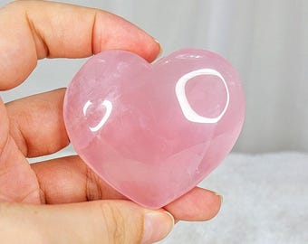 90g Rose Quartz Heart Palmstone, Deep Pink Stone, Perfect Shape, Love & Relationship Crystals, Gemmy Color, Meditation And Feng Shui Stones
