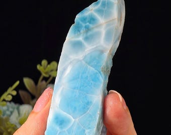 49g Larimar Slab, AAA Blue Rough Raw Crystal Stone from Dominican Republic Mine, Rare Mineral Specimen for Jewelry Making
