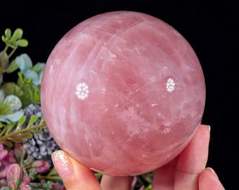 747g Rose Quartz Sphere, Heart Chakra Crystal Decor