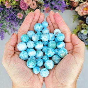 Larimar Spheres, Mixed Size AAA Blue Crystal Balls from Dominican Republic
