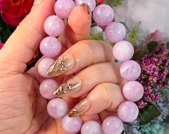 Lavender Kunzite Bracelet, Pink Crystal Beaded Bracelet, Natural Gemstone Jewelry