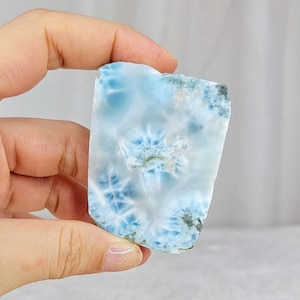 Larimar Slab 71g, White and Blue Crystal Slice Specimen from Dominican Republic