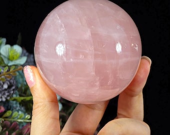 506g Large Rose Quartz Sphere, Natural Pink Crystal Ball, Altar Decor, Meditation Stone