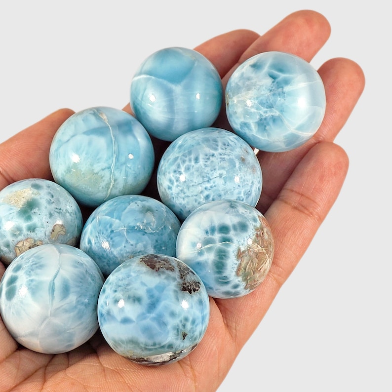Larimar Sphere (you Choose), Rare Dominican Blue Larimar Gemstone ...