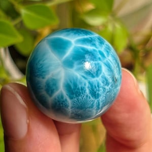 Larimar Sphere 25g, AAAA Super Blue Crystal Ball from Dominican Republic Mine