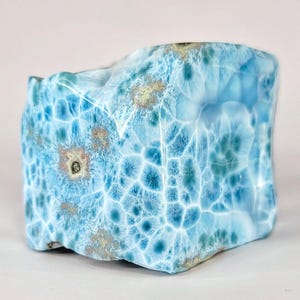 Larimar Stone 895g, Large Freeform Rough Blue Crystal with Ocean Patterns from Dominican Republic Mine