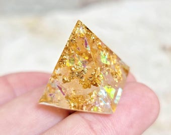 Citrine Orgonite Pyramid, Handmade Crystal Pyramid for Meditation and Spiritual Rituals