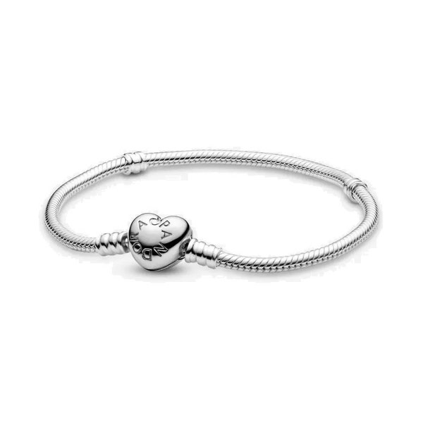 Pandora Bracelet Heart Clasp Moments Snake Chain A Unique Gift of Authentic Minimalist Elegance, Crafted for Charms, Delicate