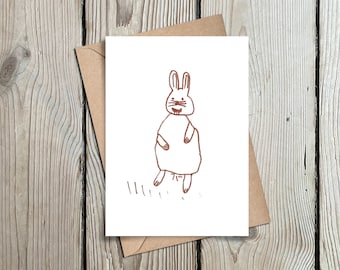 Carte de lapin imprimable, carte de lapin drôle et enveloppes pour la famille, carte de Pâques, carte d'animal amusante à imprimer, carte de téléchargement numérique, lapin mignon